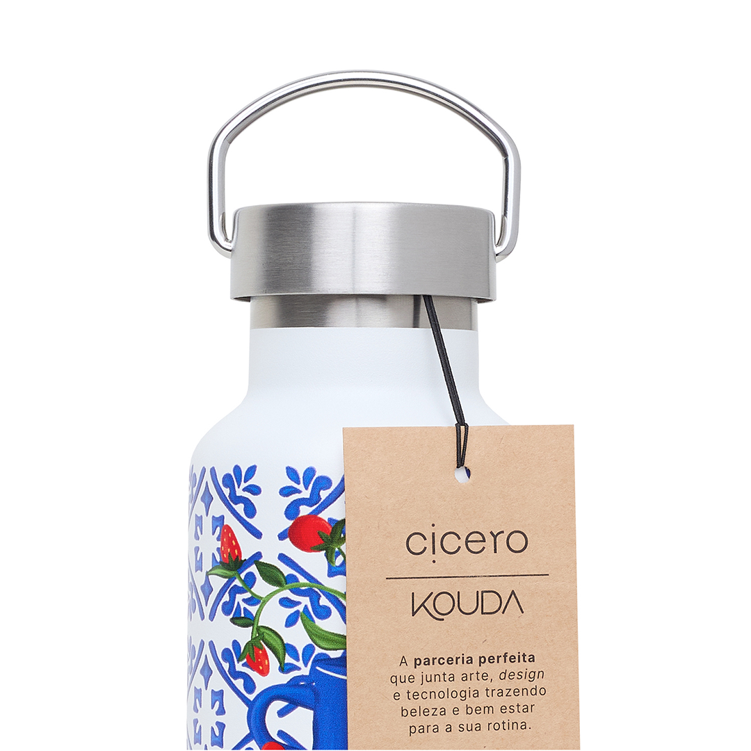 Garrafa Térmica Kouda Martial - 500ml - Arranjo - Branco - Cicero