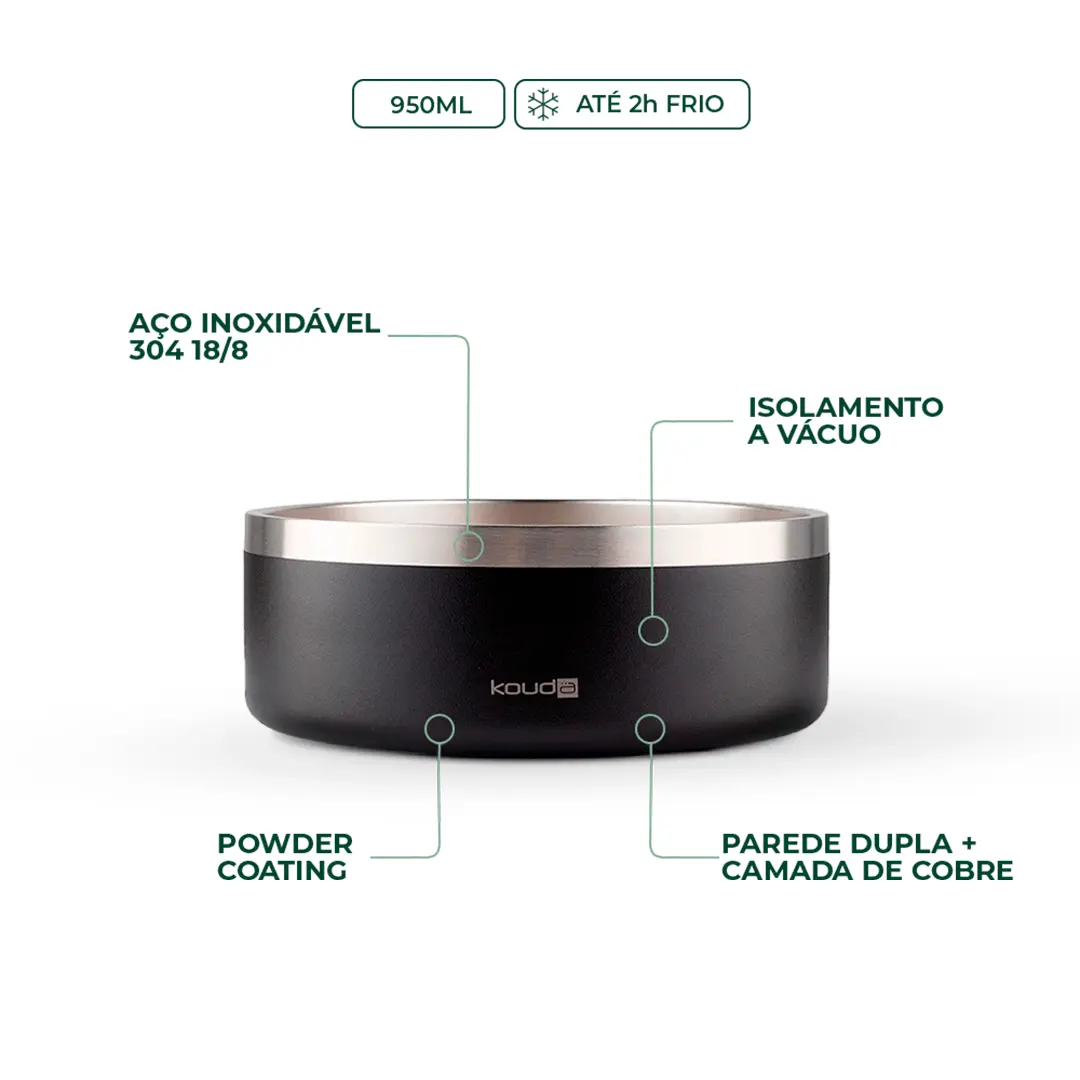 Comedouro Kouda - Pet Bowl - Preto