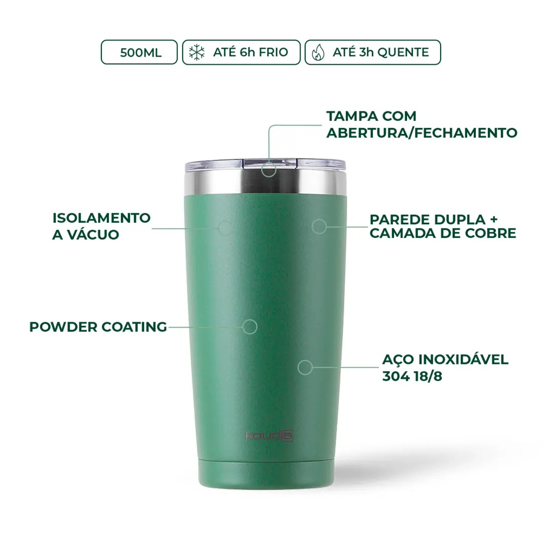 Copo Térmico Kouda Don - 500ml - Verde Salvia
