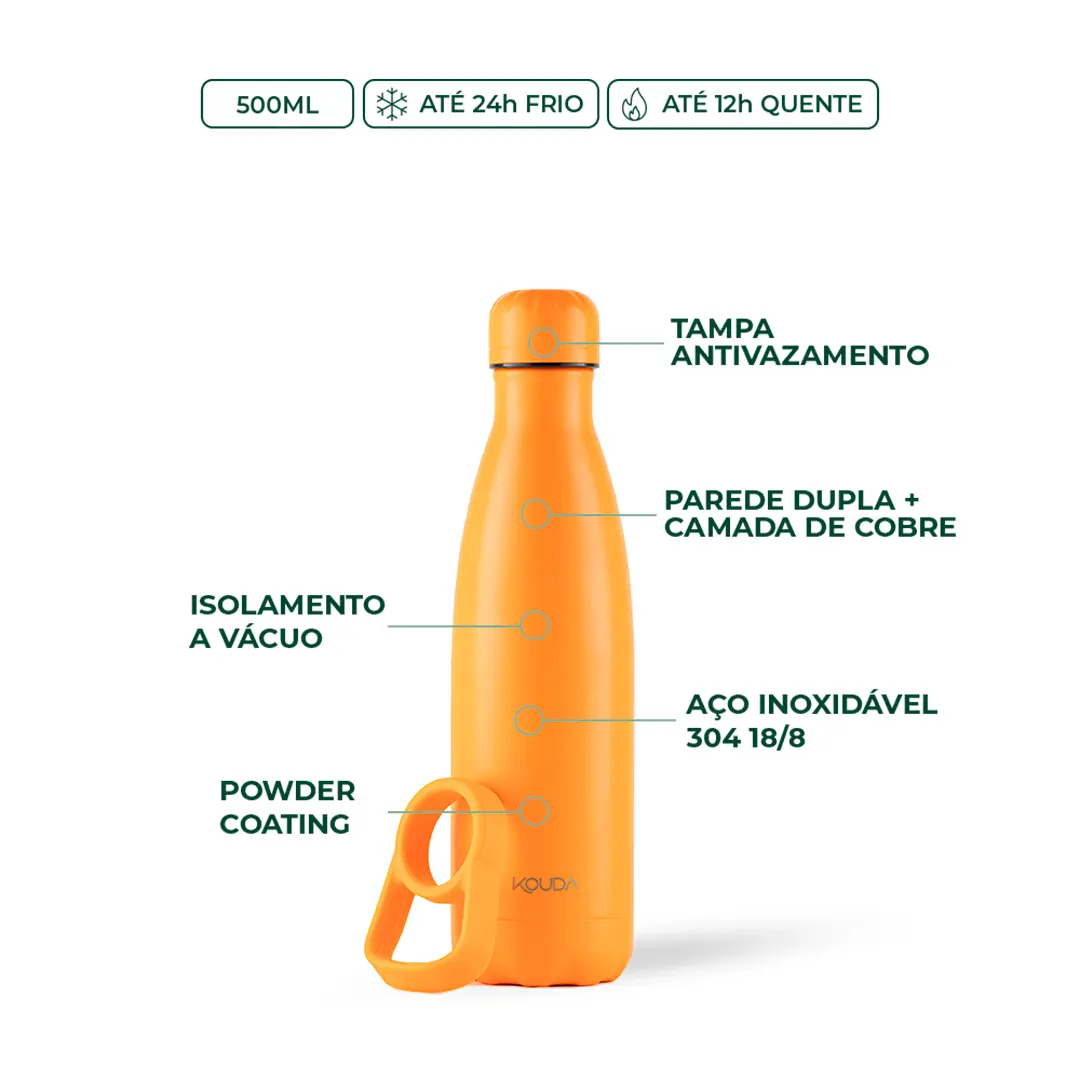 Garrafa Térmica Kouda Grey - 500ml - Laranja