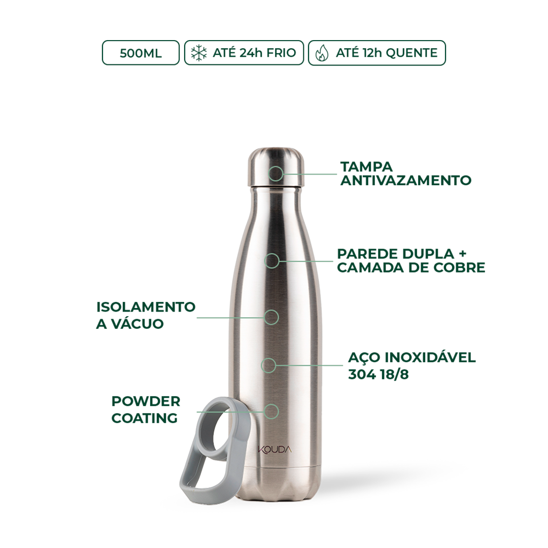 Garrafa Térmica Kouda Grey - 500ml - Prata