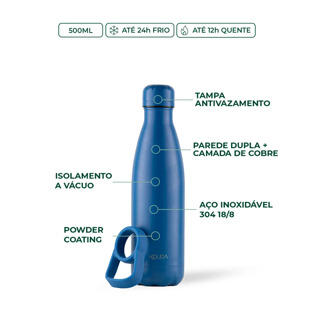 Garrafa Térmica Kouda Grey - 500ml - Azul