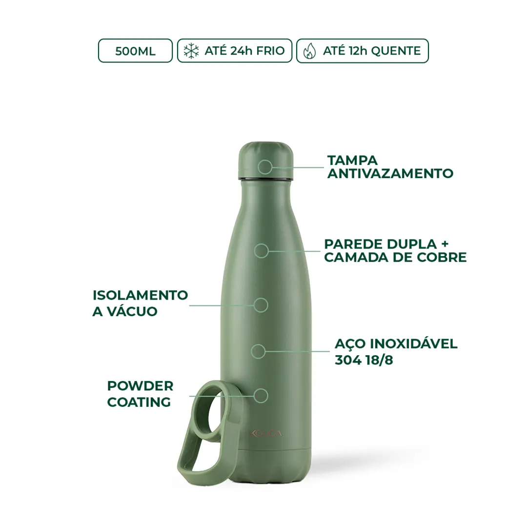 Garrafa Térmica Kouda Grey - 500ml - Verde Salvia