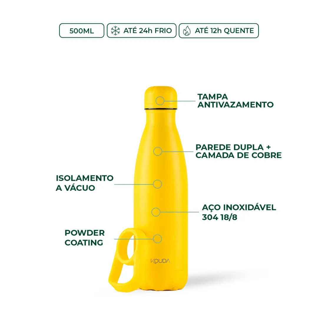 Garrafa Térmica Kouda Grey - 500ml - Amarela