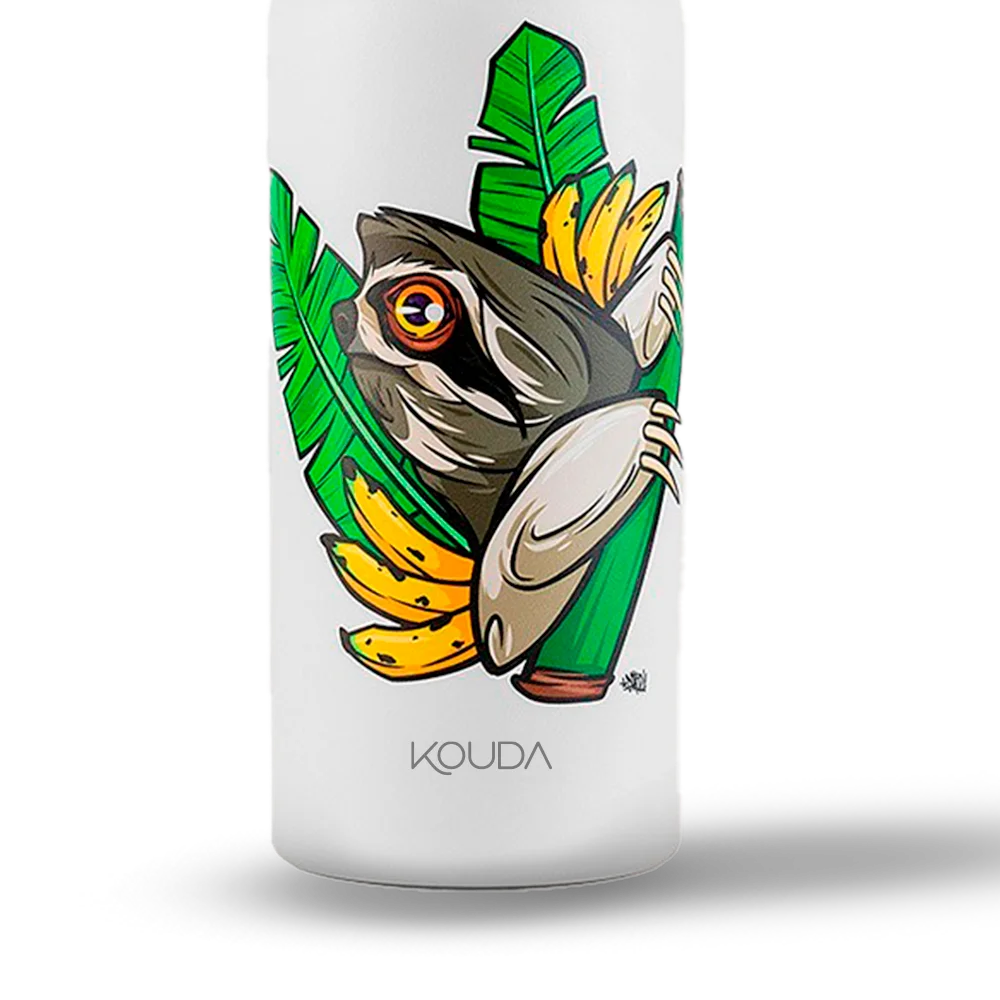 Garrafa Térmica Martial - Bicho Preguiça - F. Garu - 500ml - Branco