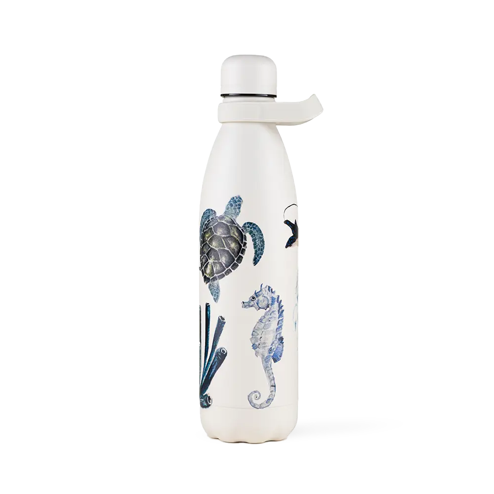 Garrafa Kouda Grey 750ml - Fauna e Flora Marinha - Clara Calmon - Branco