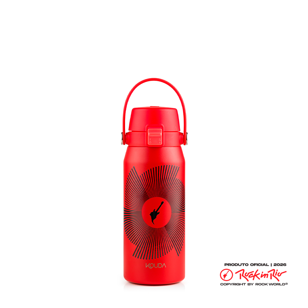Garrafa Térmica Kouda Vega - 500ml - Rock in Rio - Fractal - Vermelho