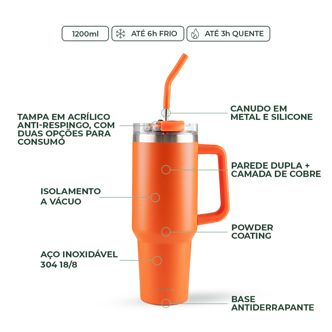 Caneca Térmica Kouda Vik - 1200ml - Laranja