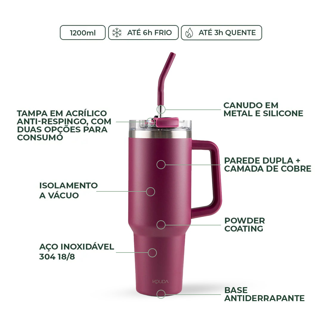 Caneca Térmica Kouda Vik - 1200ml - Marsala