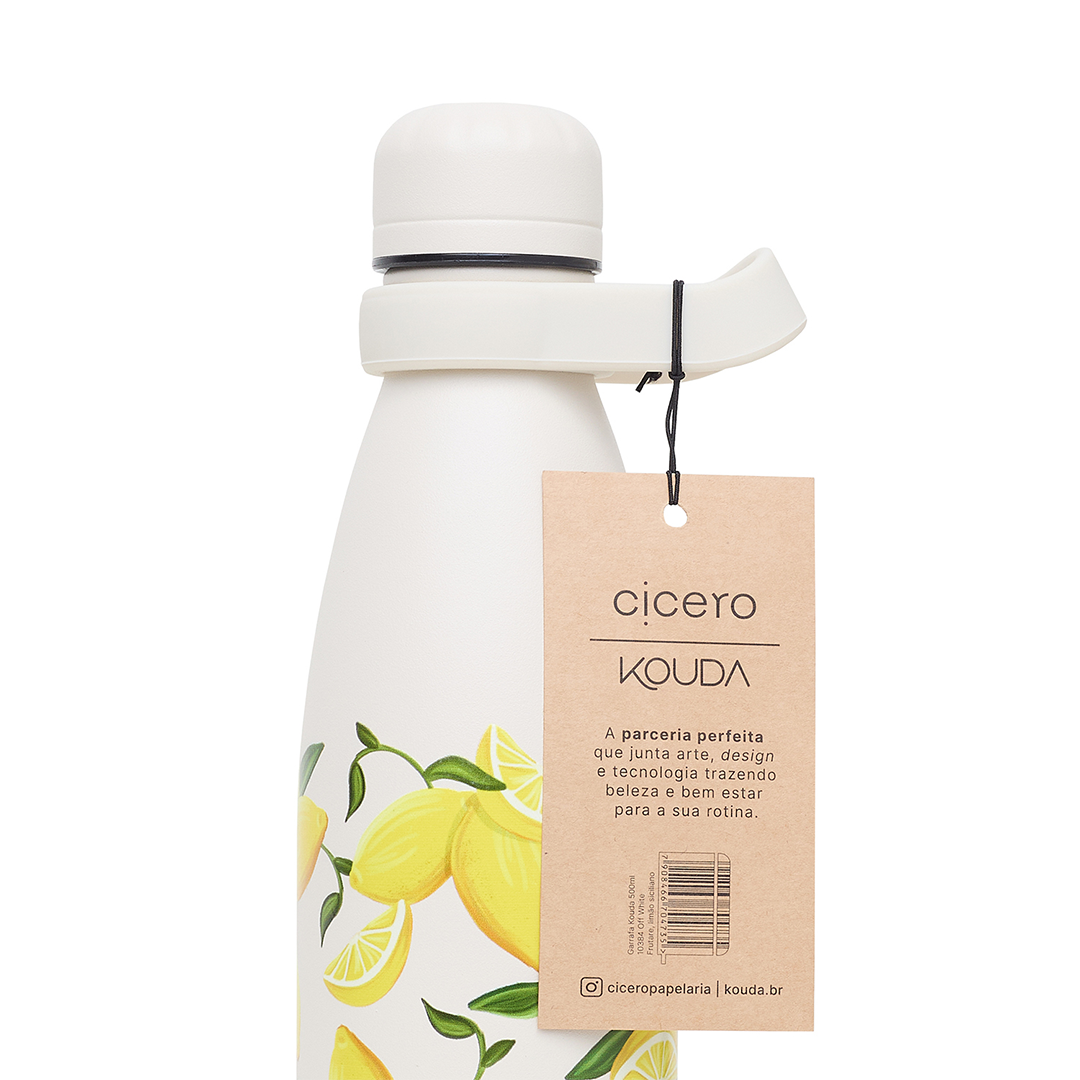 Garrafa Térmica Kouda Grey - 500ml - Limão Siciliano - Off White - Cicero