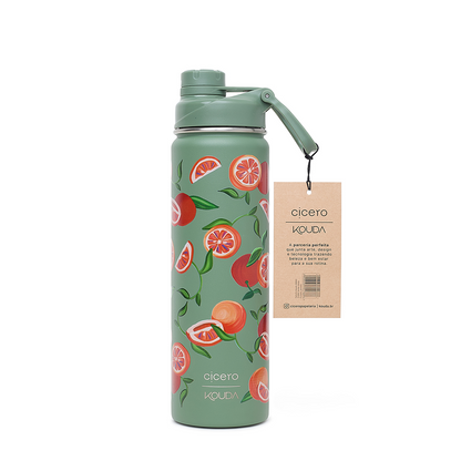 Garrafa Térmica Kouda Ladakh - 660ml - Pomelo - Verde Sálvia - Cicero