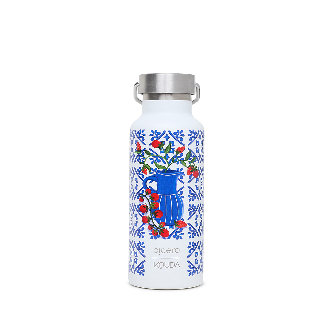 Garrafa Térmica Kouda Martial - 500ml - Arranjo - Branco