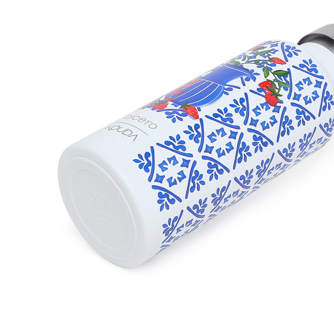 Garrafa Térmica Kouda Martial - 500ml - Arranjo - Branco