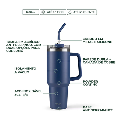 Caneca Térmica Kouda Vik - 1200ml - Azul Marinho