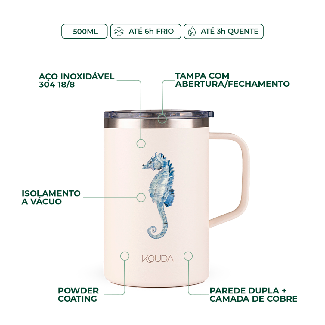 Caneca Kouda Helga 500ml - Cavalo Marinho - Clara Calmon - Off White