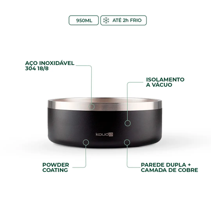 Comedouro Kouda - Pet Bowl - Preto