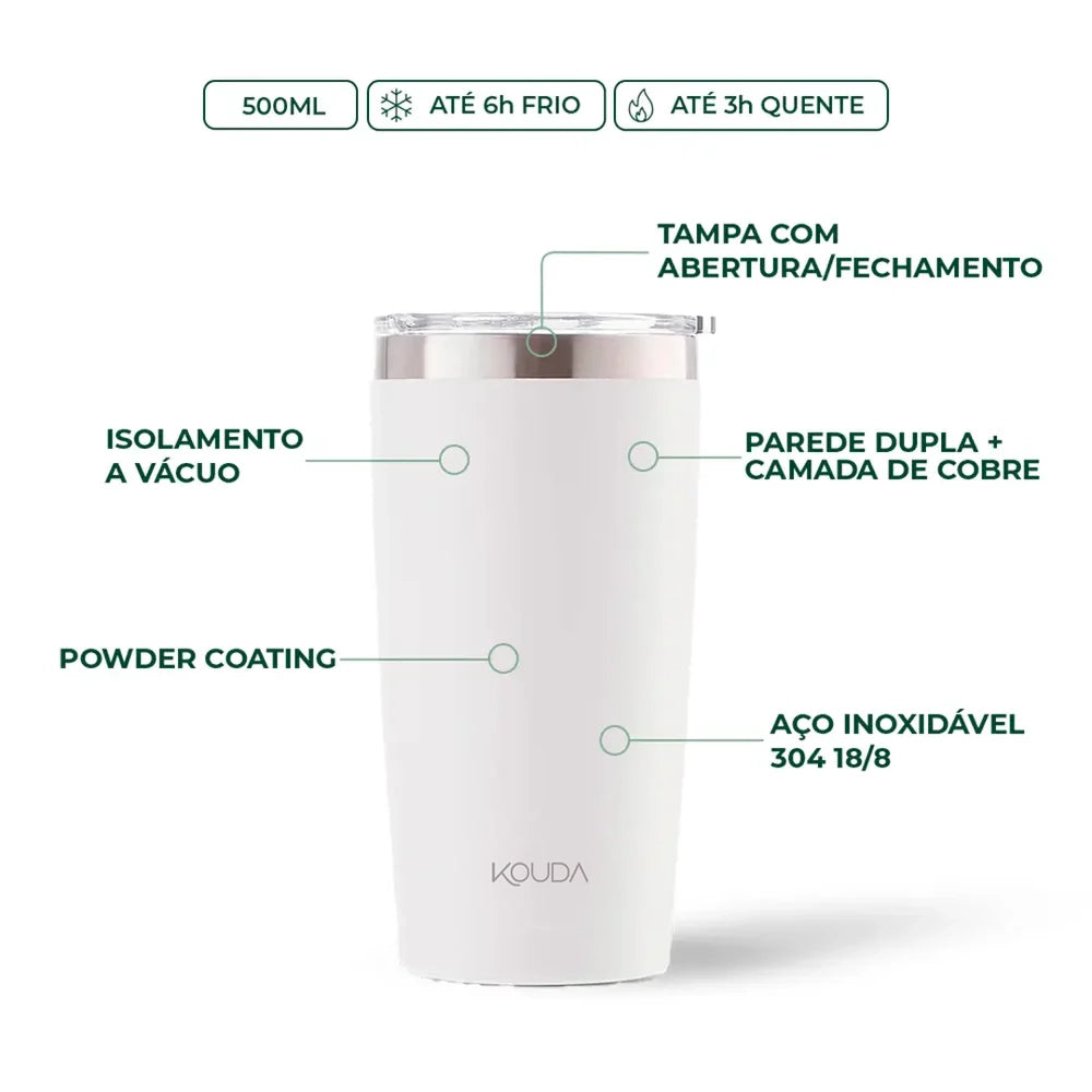 Copo Térmico Kouda Don - 500ml - Branco