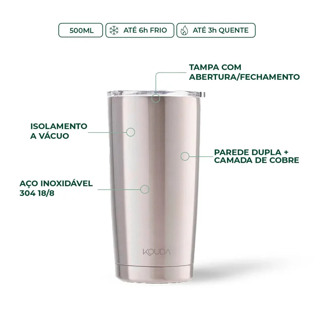 Copo Térmico Kouda Don - 500ml - Prata