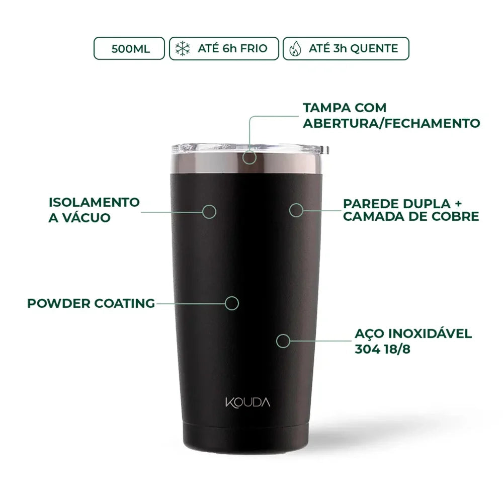 Copo Térmico Kouda Don - 500ml - Preto