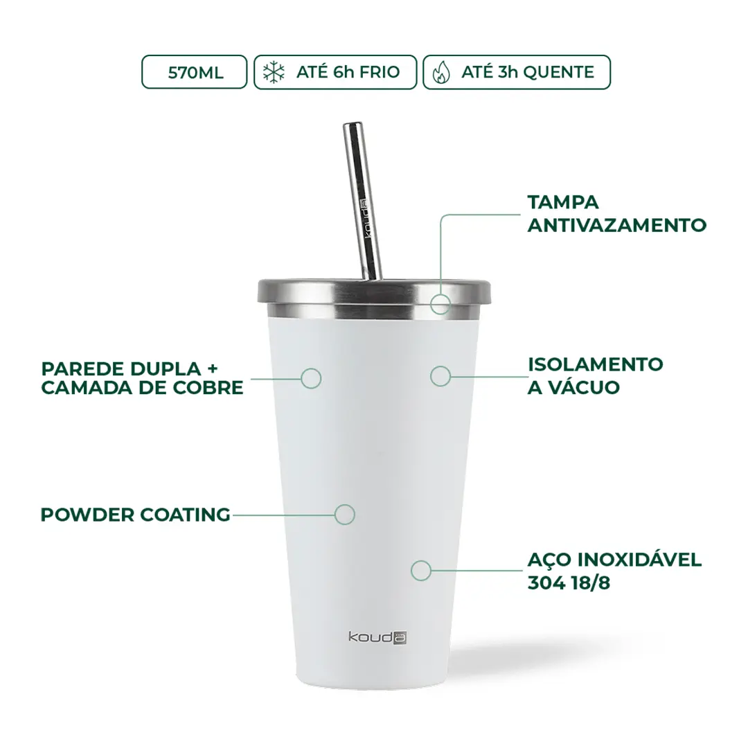 Copo Térmico com Canudo Kouda Beni - 570ml