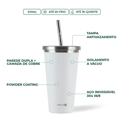 Copo Térmico com Canudo Kouda Beni - 570ml