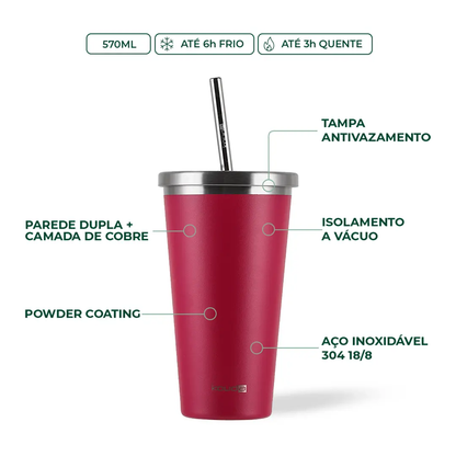 Copo Térmico com Canudo Kouda Beni - 570ml