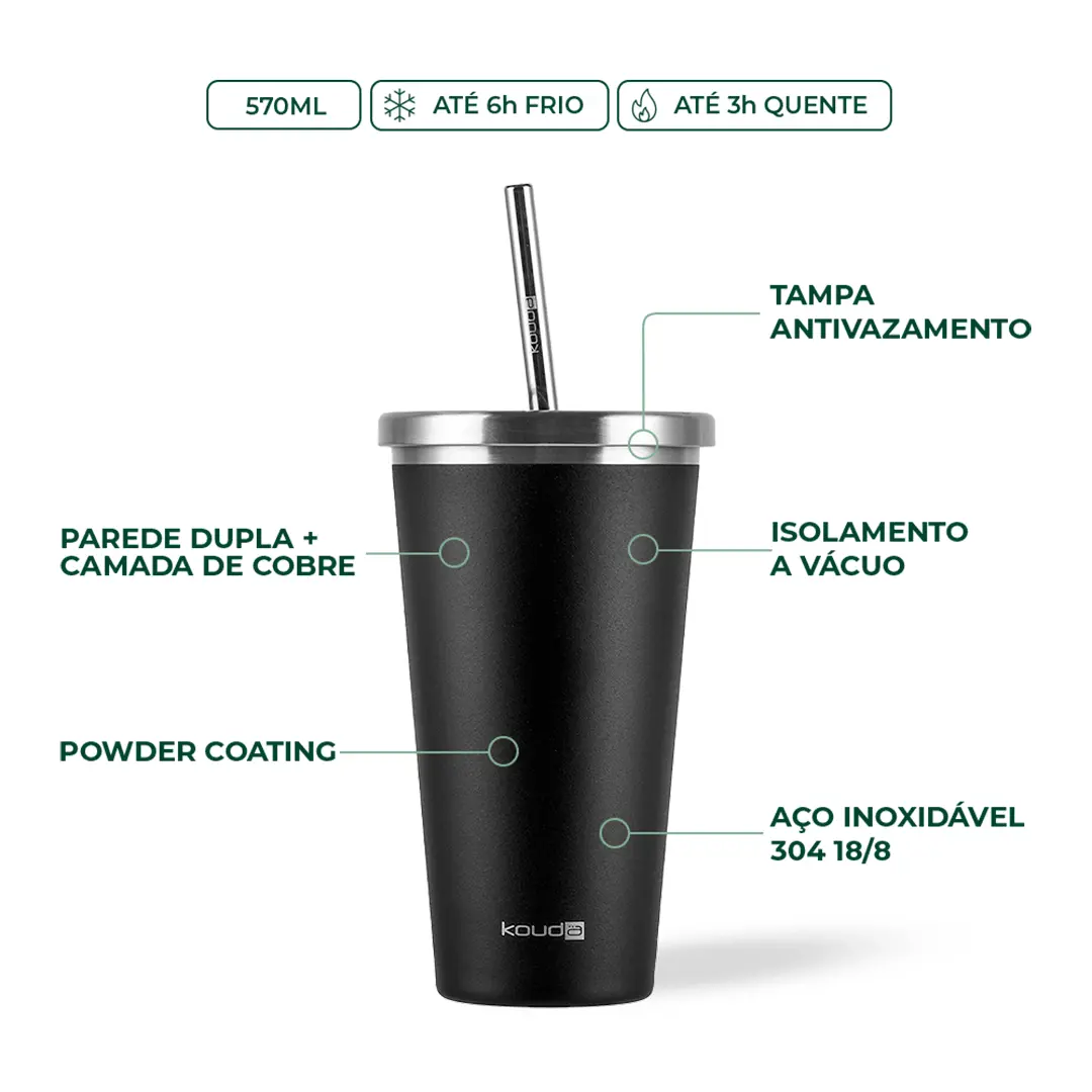 Copo Térmico com Canudo Kouda Beni - 570ml