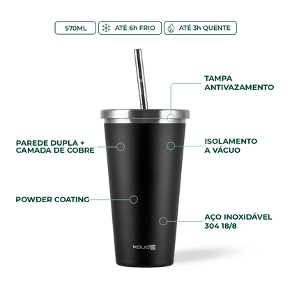 Copo Térmico com Canudo Kouda Beni - 570ml