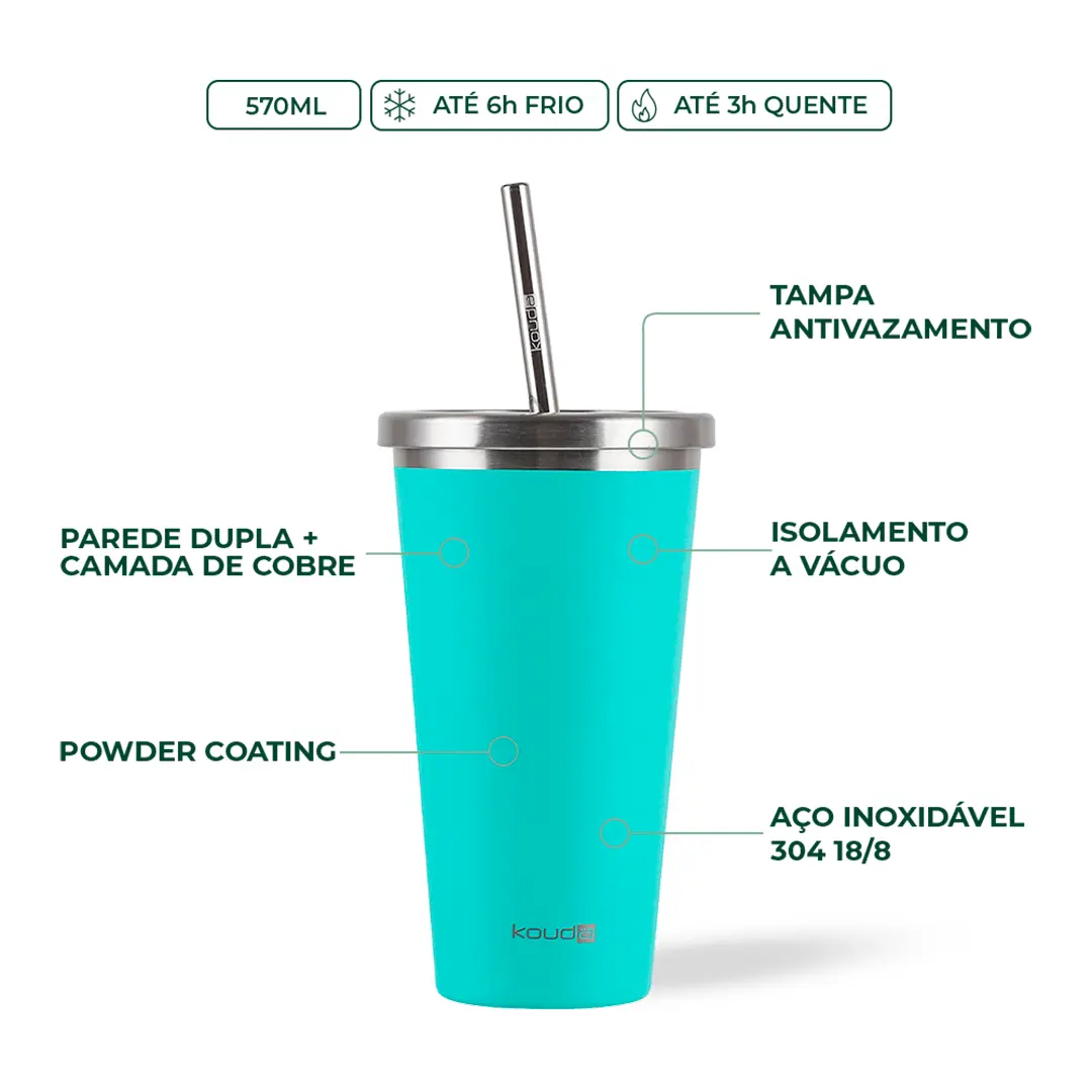 Copo Térmico com Canudo Kouda Beni - 570ml