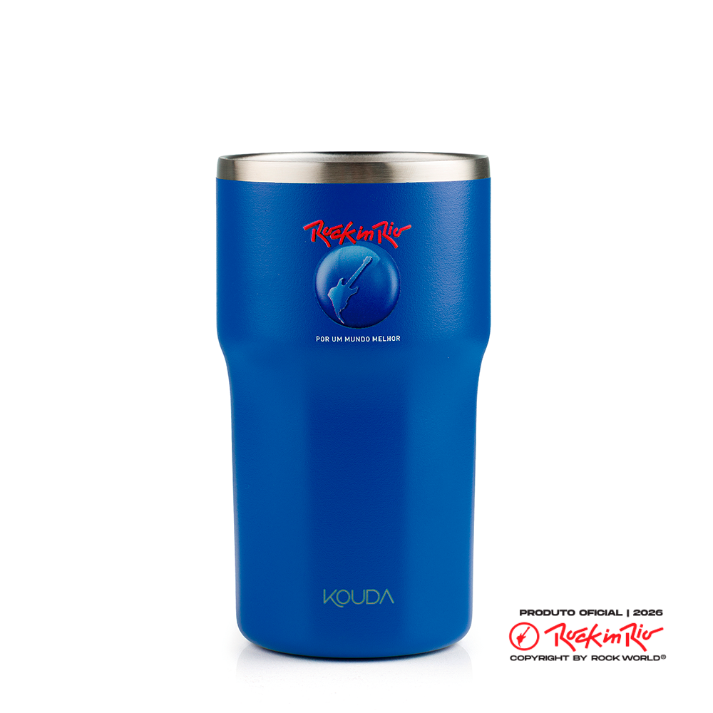 Copo Térmico Kouda Egeu - 430ml - Rock in Rio - Globo - Azul