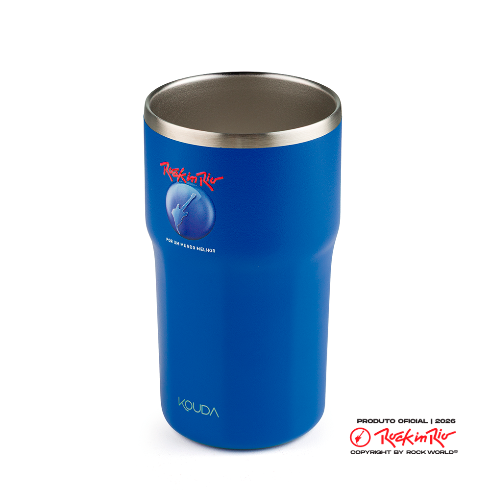 Copo Térmico Kouda Egeu - 430ml - Rock in Rio - Globo - Azul