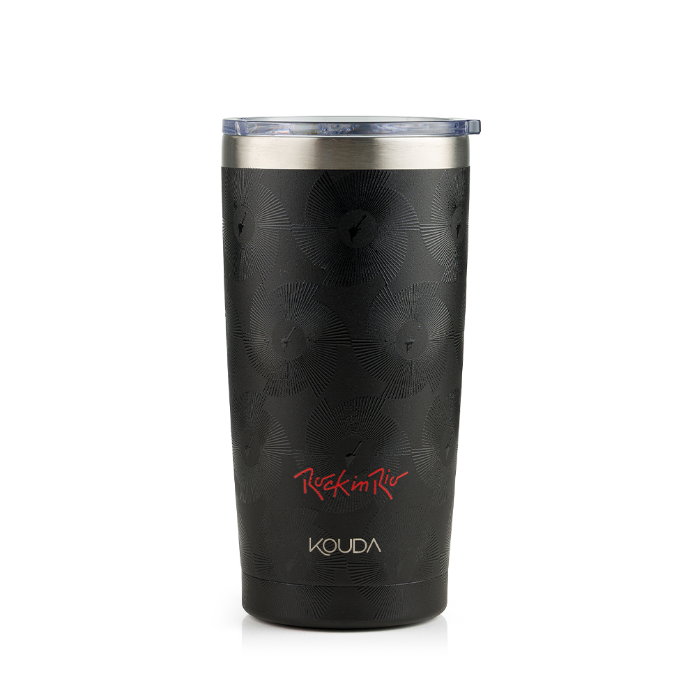 Copo Térmico Kouda Don - 500ml - Rock in Rio - Fractal - Preto