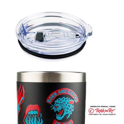 Copo Térmico Kouda Don - 500ml - Rock in Rio - On Fire - Preto