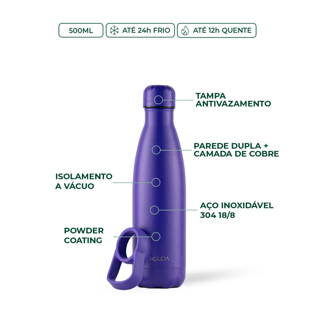 Garrafa Térmica Kouda Grey - 500ml - Purple