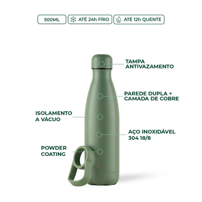 Garrafa Térmica Kouda Grey - 500ml - Verde Salvia