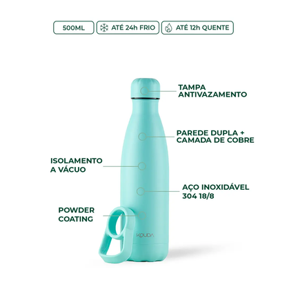 Garrafa Térmica Kouda Grey - 500ml - Verde Agua