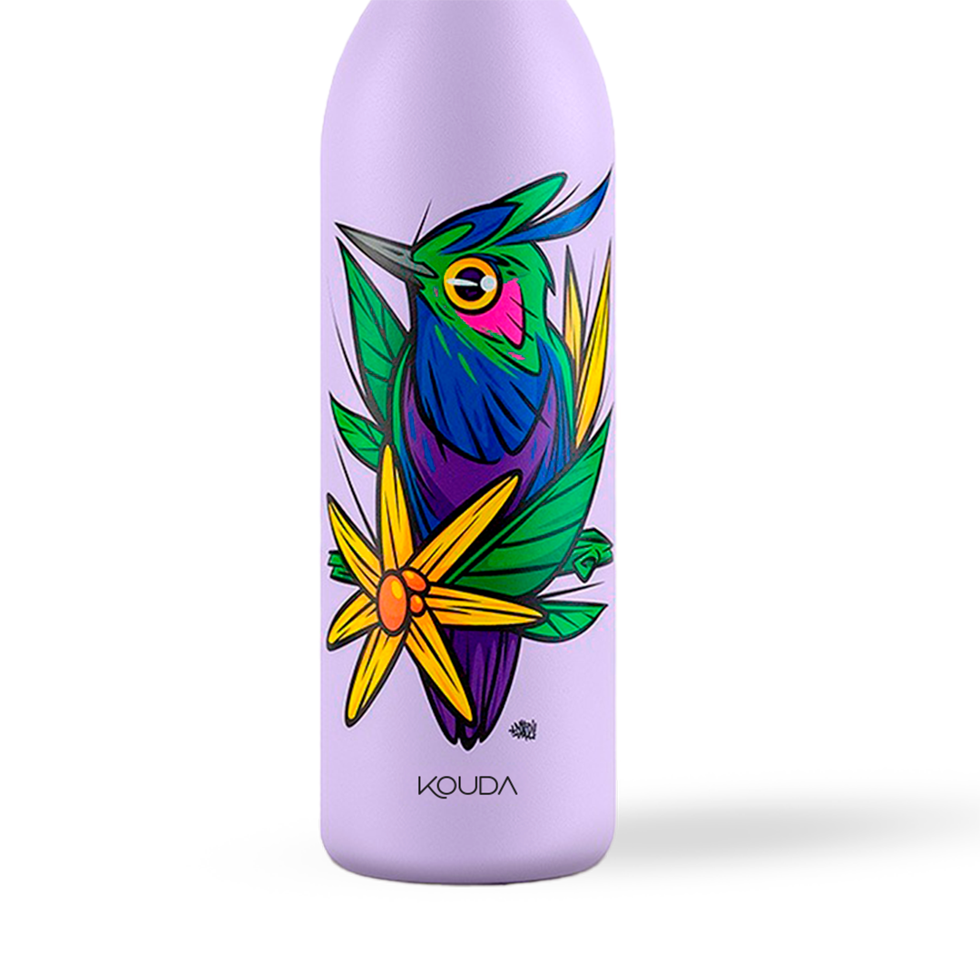 Garrafa Térmica Kouda Krios - Beija Flor - F. Garu - 600ml - Lavanda
