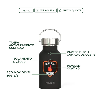 Garrafa Térmica Kouda Daily Fuel Martial - 350ml - Preto