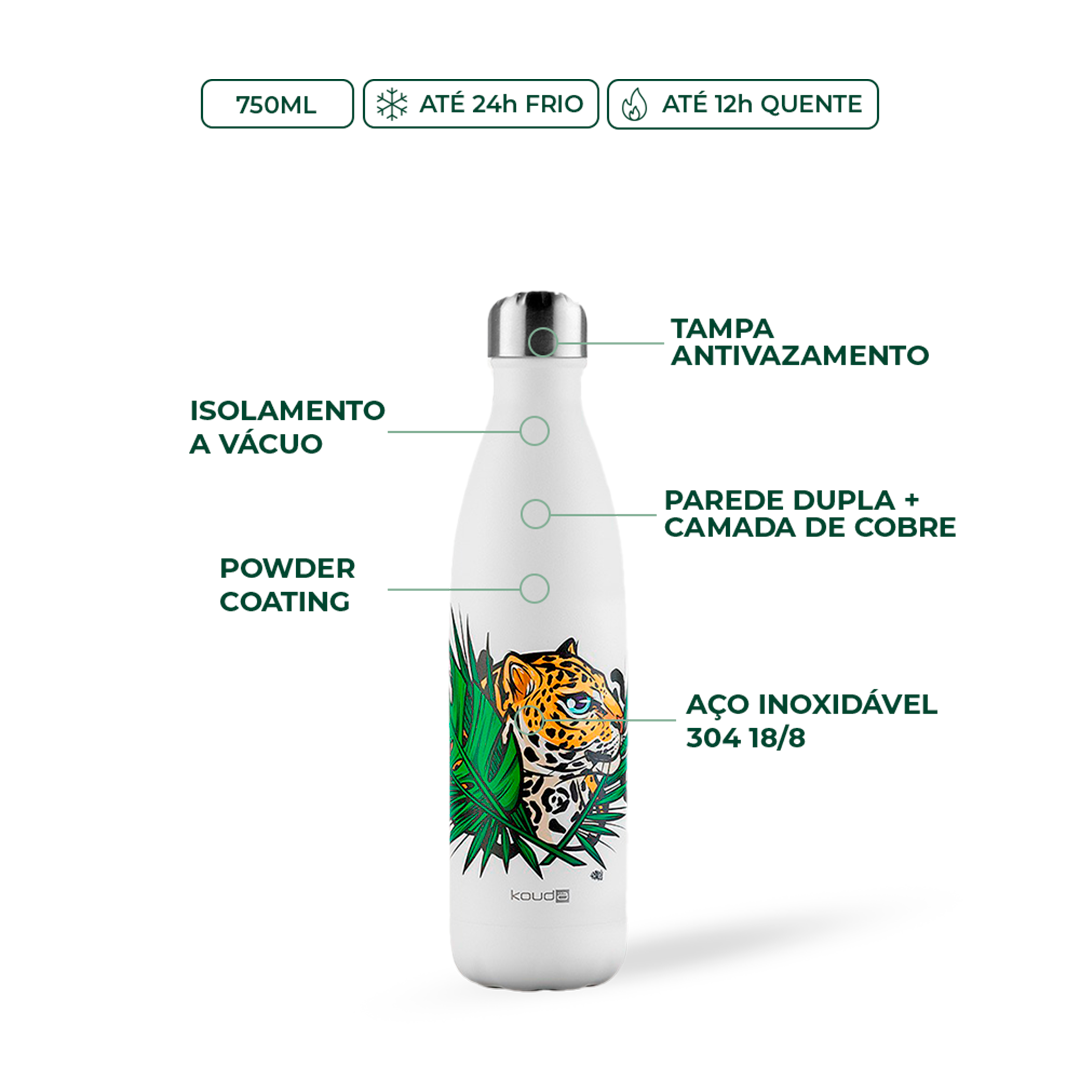 Garrafa Térmica Kouda Grey - Onça - F. Garu - 750ml - Branco