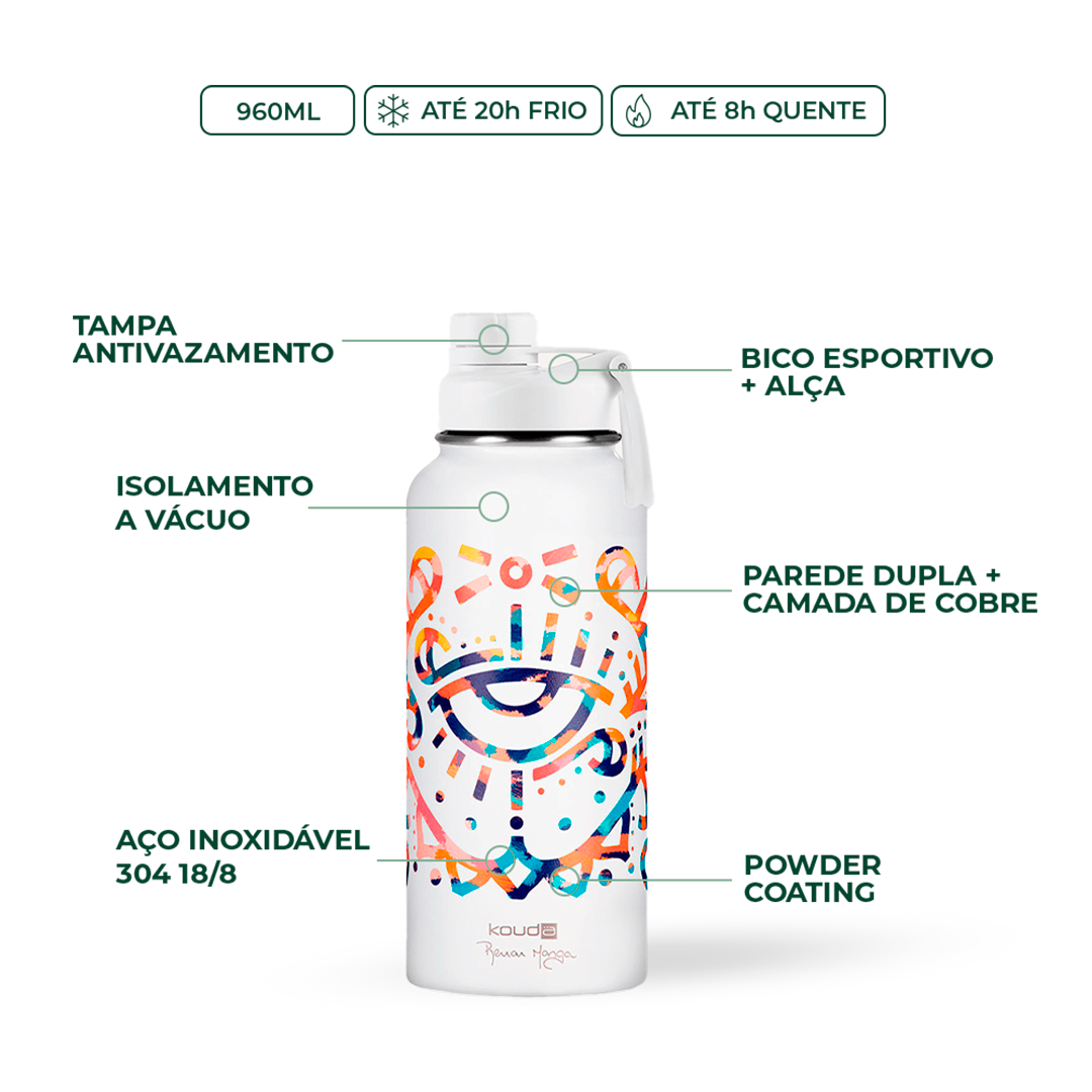 Garrafa Térmica Kouda Ladakh - Renan Manga - 960ml - Branco