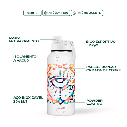 Garrafa Térmica Kouda Ladakh - Renan Manga - 960ml - Branco