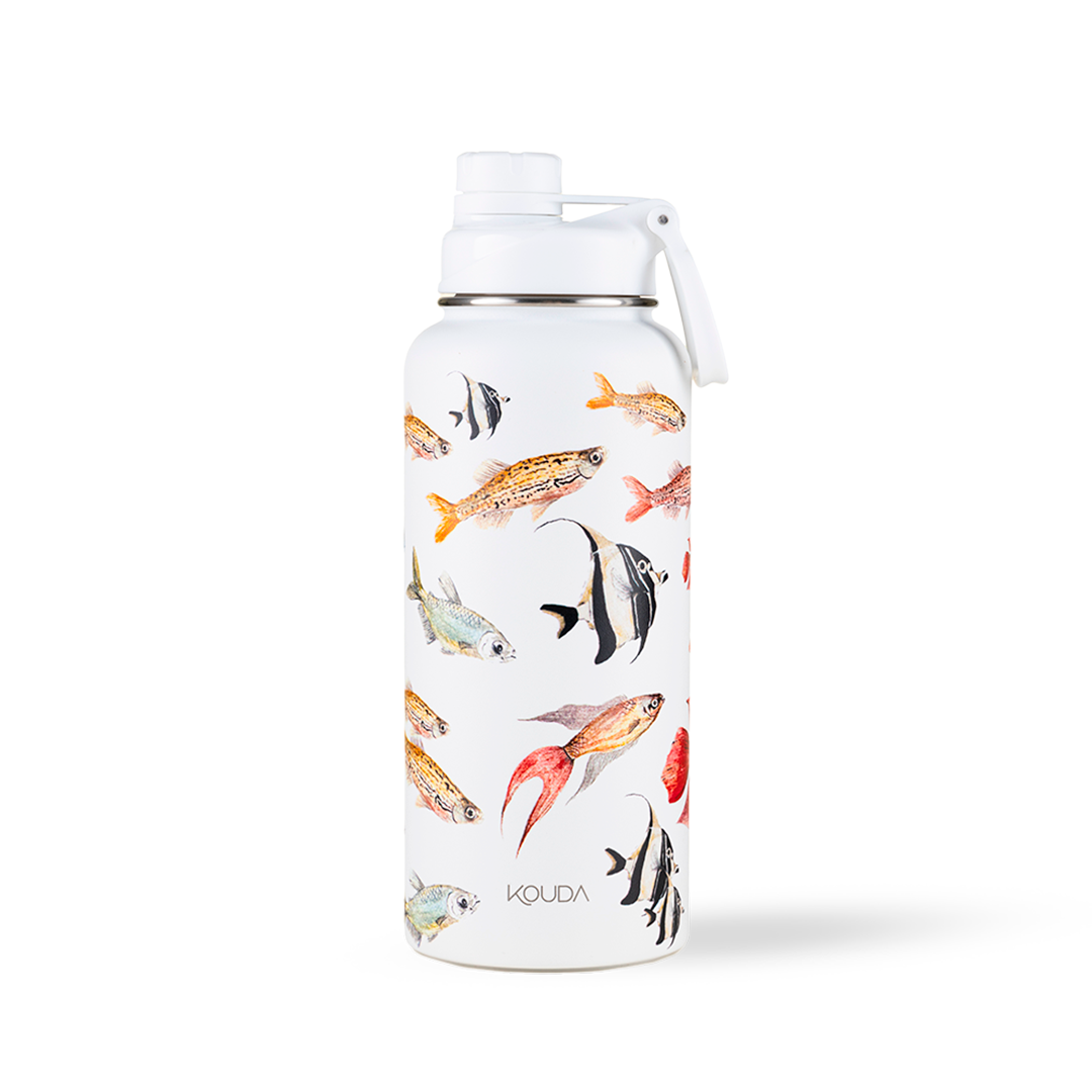 Garrafa Kouda Ladakh 960ml - Peixes - Clara Calmon - Branco