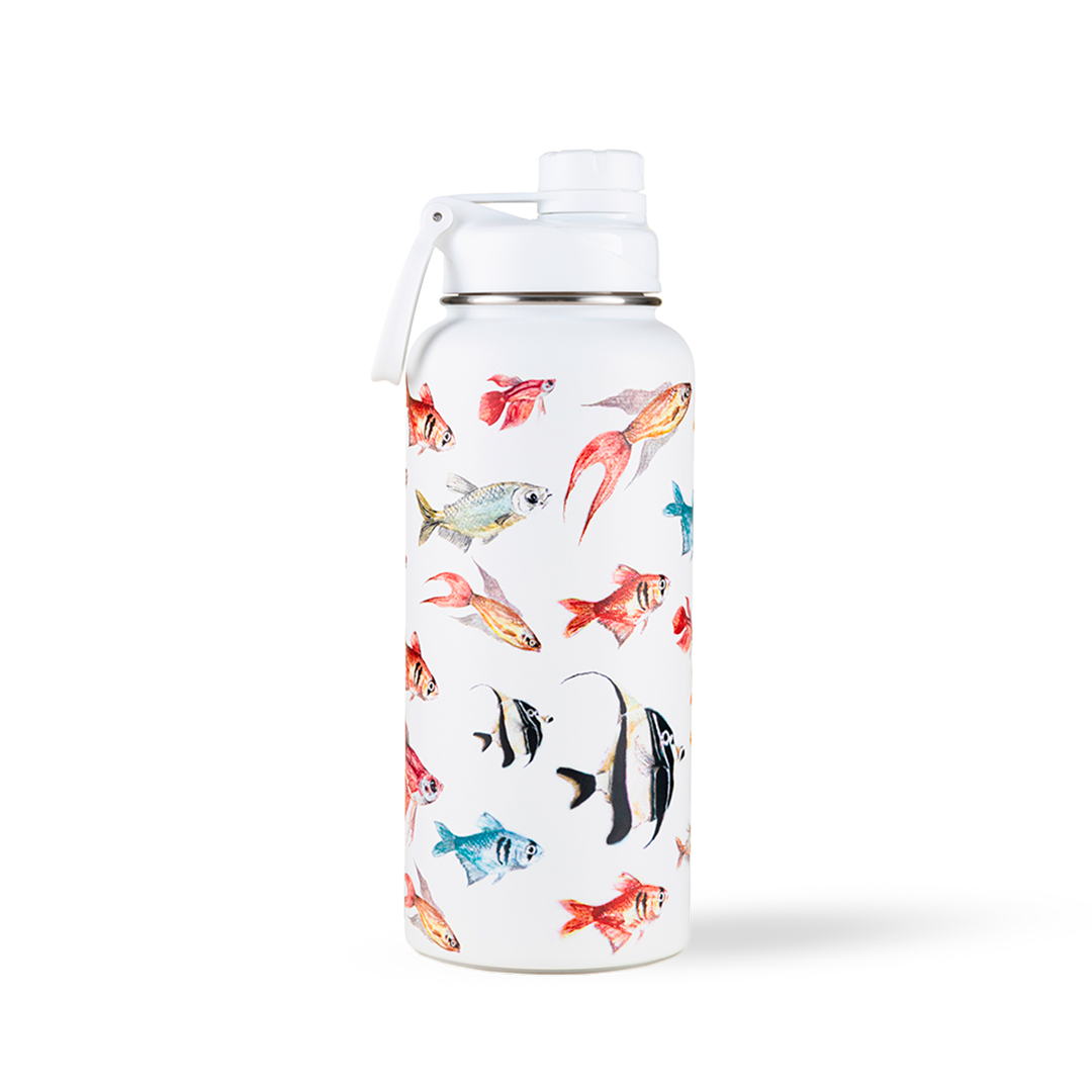 Garrafa Kouda Ladakh 960ml - Peixes - Clara Calmon - Branco