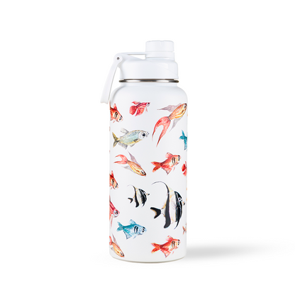 Garrafa Kouda Ladakh 960ml - Peixes - Clara Calmon - Branco