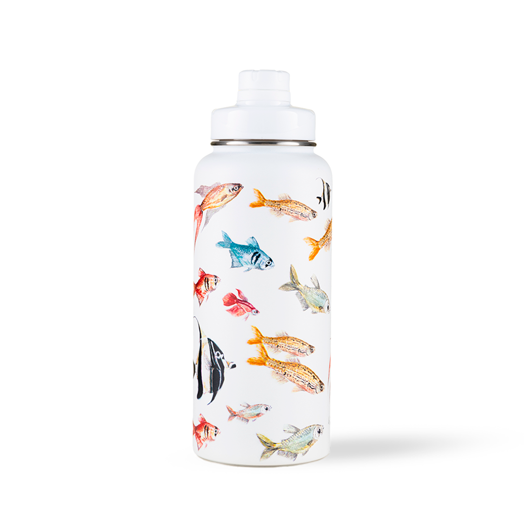 Garrafa Kouda Ladakh 960ml - Peixes - Clara Calmon - Branco