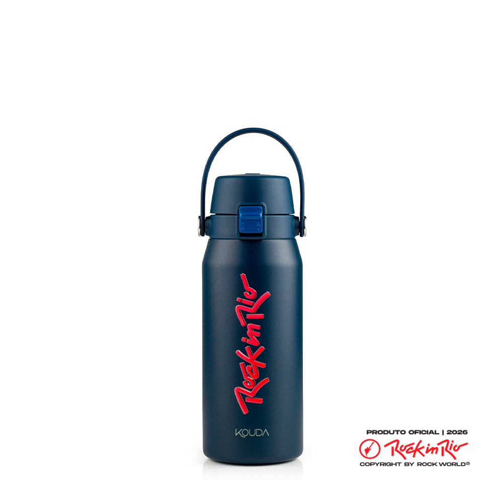Garrafa Térmica Kouda Vega - 500ml - Rock in Rio - Lettering - Azul
