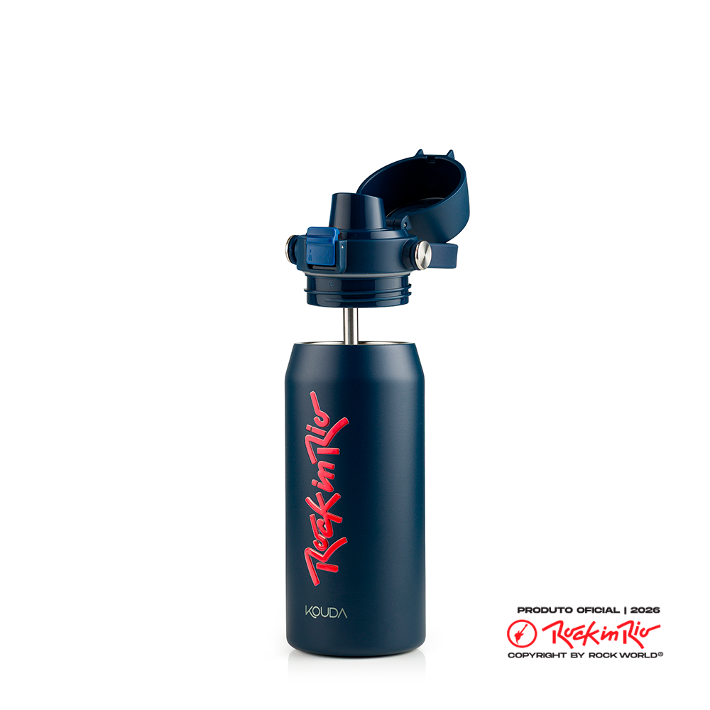 Garrafa Térmica Kouda Vega - 500ml - Rock in Rio - Lettering - Azul