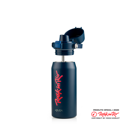 Garrafa Térmica Kouda Vega - 500ml - Rock in Rio - Lettering - Azul