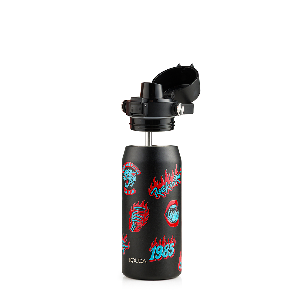Garrafa Térmica Kouda Vega - 500ml - Rock in Rio - On Fire - Preto