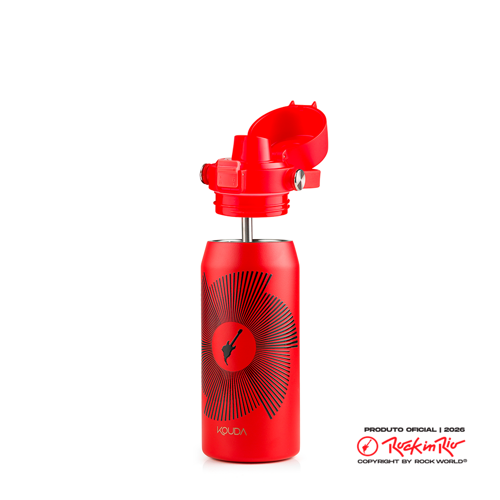 Garrafa Térmica Kouda Vega - 500ml - Rock in Rio - Fractal - Vermelho
